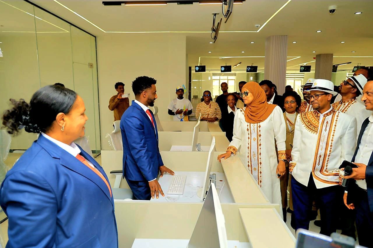 Staff at the Burayu Mesob reception counter.
